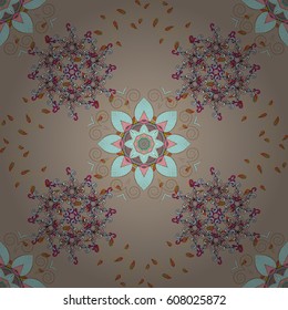 Multicolor ornament of small simple flowers, vector abstract seamless pattern for fabric or textile design.