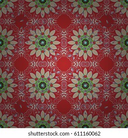 Multicolor ornament of small simple flowers, vector abstract seamless pattern for fabric or textile design.