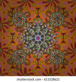 Multicolor ornament of small simple flowers, vector abstract seamless pattern for fabric or textile design.