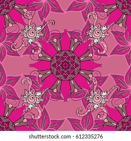 Multicolor ornament of small simple flowers, vector abstract seamless pattern for fabric or textile design.