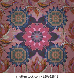Multicolor ornament of small simple flowers, vector abstract seamless pattern for fabric or textile design.