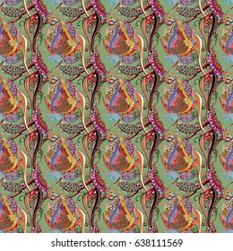 Multicolor ornament of small simple flowers, vector abstract seamless pattern for fabric or textile design.