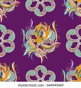 Multicolor ornament of small simple flowers, vector abstract seamless pattern for fabric or textile design.