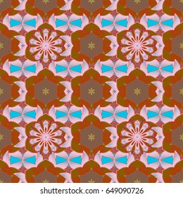 Multicolor ornament of small simple flowers, vector abstract seamless pattern for fabric or textile design.