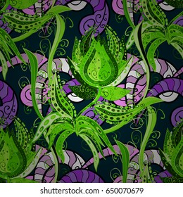 Multicolor ornament of small simple flowers, vector abstract seamless pattern for fabric or textile design.