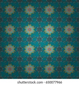 Multicolor ornament of small simple flowers, vector abstract seamless pattern for fabric or textile design.
