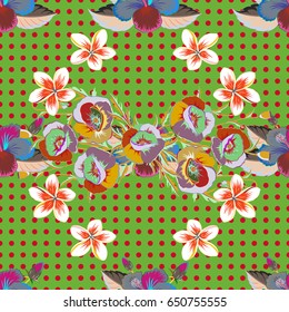 Multicolor ornament of small simple flowers, vector abstract for design and textile.