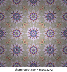 Multicolor ornament of small simple flowers, vector abstract seamless pattern for fabric or textile design.