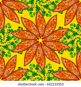 Multicolor ornament of small simple flowers, vector abstract seamless pattern for fabric or textile design.