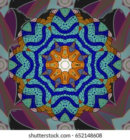 Multicolor ornament of small simple flowers, vector abstract seamless pattern for fabric or textile design.