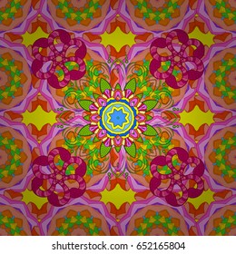 Multicolor ornament of small simple flowers, vector abstract seamless pattern for fabric or textile design.
