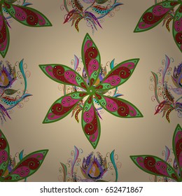 Multicolor ornament of small simple flowers, vector abstract seamless pattern for fabric or textile design.