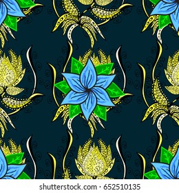 Multicolor ornament of small simple flowers, vector abstract seamless pattern for fabric or textile design.