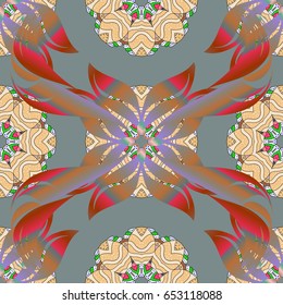 Multicolor ornament of small simple flowers, vector abstract seamless pattern for fabric or textile design.