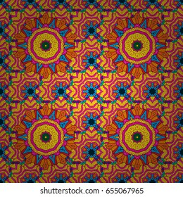 Multicolor ornament of small simple flowers, vector abstract seamless pattern for fabric or textile design.