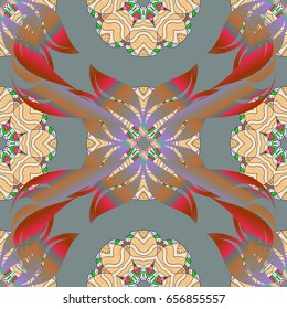 Multicolor ornament of small simple flowers, vector abstract seamless pattern for fabric or textile design.