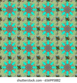 Multicolor ornament of small simple flowers, vector abstract seamless pattern for fabric or textile design.