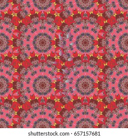 Multicolor ornament of small simple flowers, vector abstract seamless pattern for fabric or textile design.