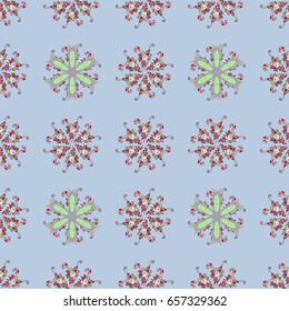 Multicolor ornament of small simple flowers, vector abstract seamless pattern for fabric or textile design.