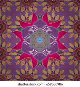 Multicolor ornament of small simple flowers, vector abstract seamless pattern for fabric or textile design.