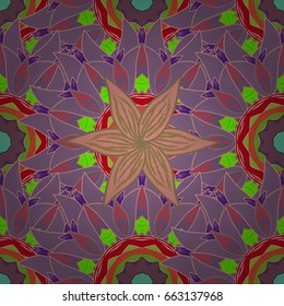Multicolor ornament of small simple flowers, vector abstract seamless pattern for fabric or textile design.