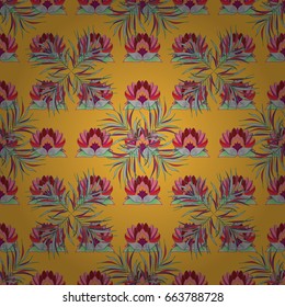 Multicolor ornament of small simple flowers, vector abstract seamless pattern for fabric or textile design.