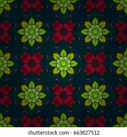 Multicolor ornament of small simple flowers, vector abstract seamless pattern for fabric or textile design.