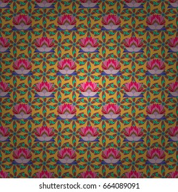 Multicolor ornament of small simple flowers, vector abstract seamless pattern for fabric or textile design.