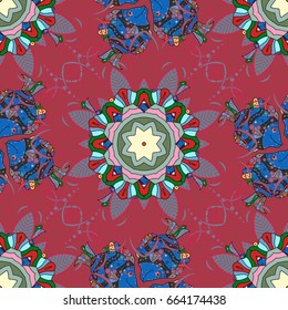 Multicolor ornament of small simple flowers, vector abstract seamless pattern for fabric or textile design.
