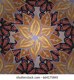 Multicolor ornament of small simple flowers, vector abstract seamless pattern for fabric or textile design.