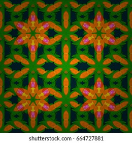 Multicolor ornament of small simple flowers, vector abstract seamless pattern for fabric or textile design.