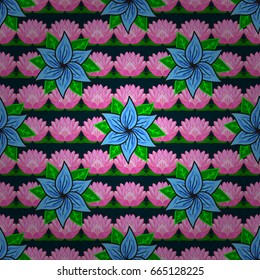 Multicolor ornament of small simple flowers, vector abstract seamless pattern for fabric or textile design.