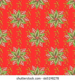 Multicolor ornament of small simple flowers, vector abstract seamless pattern for fabric or textile design.