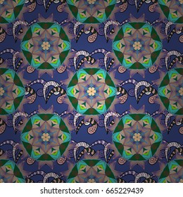 Multicolor ornament of small simple flowers, vector abstract seamless pattern for fabric or textile design.