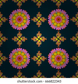 Multicolor ornament of small simple flowers, vector abstract seamless pattern for fabric or textile design.