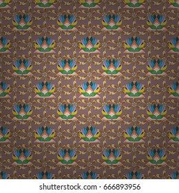 Multicolor ornament of small simple flowers, vector abstract seamless pattern for fabric or textile design.