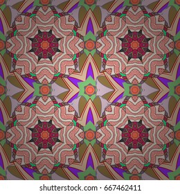 Multicolor ornament of small simple flowers, vector abstract seamless pattern for fabric or textile design.