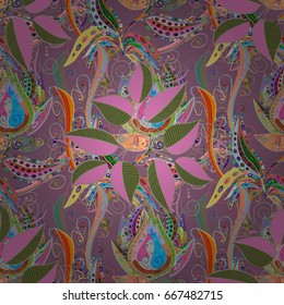 Multicolor ornament of small simple flowers, vector abstract seamless pattern for fabric or textile design.
