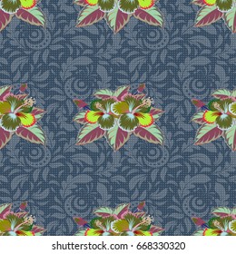 Multicolor ornament of small simple flowers, vector abstract seamless pattern for design and textile.