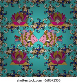 Multicolor ornament of small simple flowers, vector abstract seamless pattern for fabric or textile design.