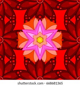 Multicolor ornament of small simple flowers, vector abstract seamless pattern for fabric or textile design.