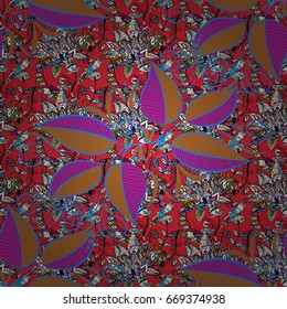 Multicolor ornament of small simple flowers, vector abstract seamless pattern for fabric or textile design.