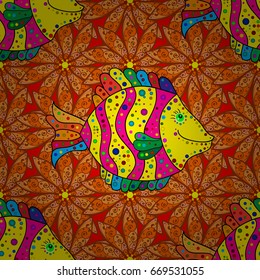 Multicolor ornament of small simple flowers, vector abstract seamless pattern for fabric or textile design.