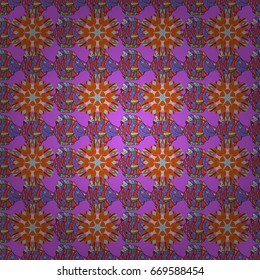 Multicolor ornament of small simple flowers, vector abstract seamless pattern for fabric or textile design.