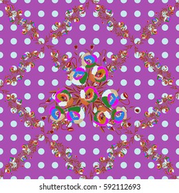 Multicolor ornament of small simple green and blue flowers, vector abstract seamless pattern for fabric or textile design.