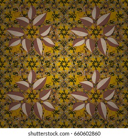 Multicolor ornament of small simple leaves, vector abstract seamless pattern for fabric or textile design.