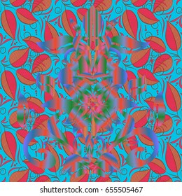 Multicolor ornament of small simple pink leaves, vector abstract seamless pattern for fabric or textile design.