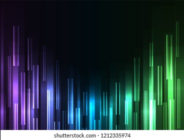 multicolor overlap pixel speed in dark background, geometric layer motion backdrop, simple technology template, vector illustration