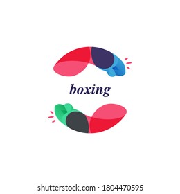 Multicolor overlapping boxing hands in a circle logo. Perfect for a fight advertising, sport labels, rebel identity, etc.