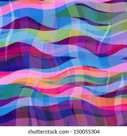 Multicolor overlapping transparent Wave Stripes background in blue, pink, and purple color shades